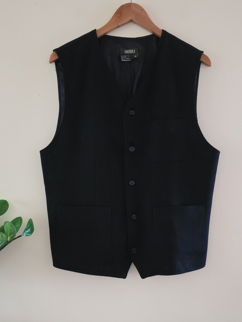 Vintage AMERICA 100% Wool Men's Button Front Vest - M